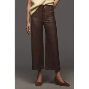 The Colette Cropped Wide-Leg Pants by Maeve: Faux-Leather Top-Stitch Edition 30